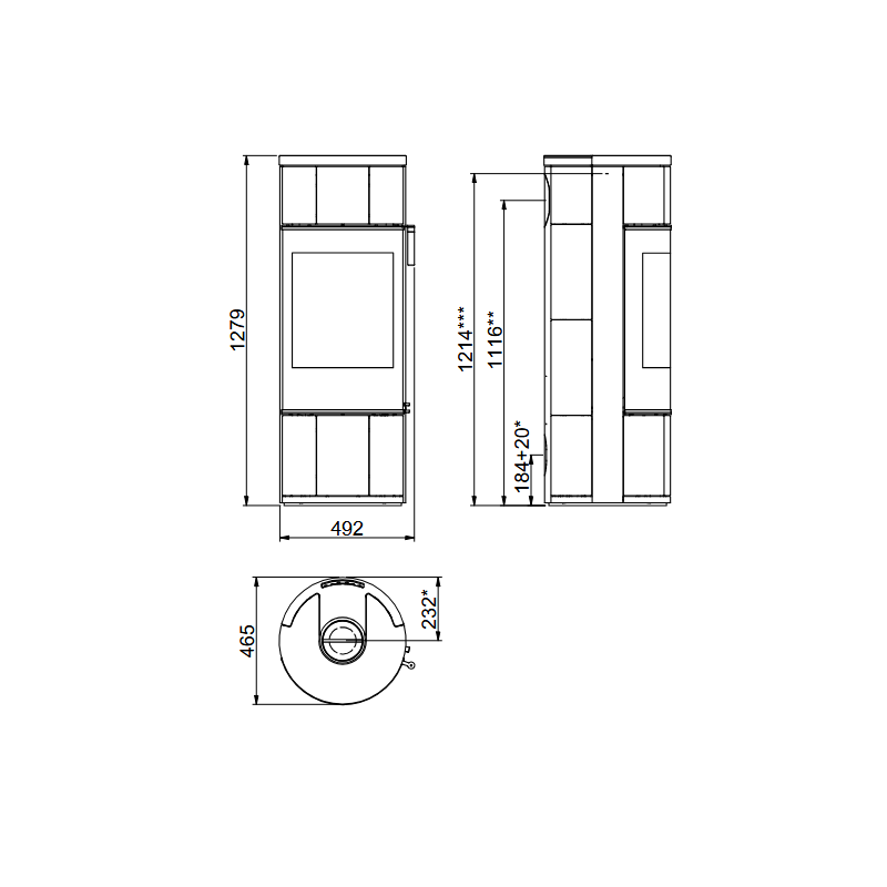 Kaminofen SCAN 84-5 Modern Speckstein (RLU) - 5 kW