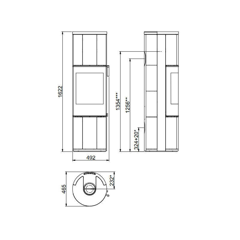 Kaminofen SCAN 84-7 Modern Maxi Speckstein (RLU) - 5 kW