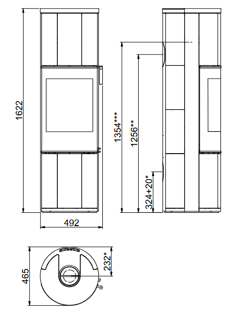 Kaminofen SCAN 84-7 Modern Maxi Speckstein (RLU) - 5 kW