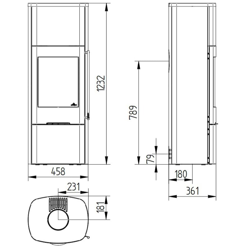 Kaminofen Jydepejsen Senza High - 4 kW
