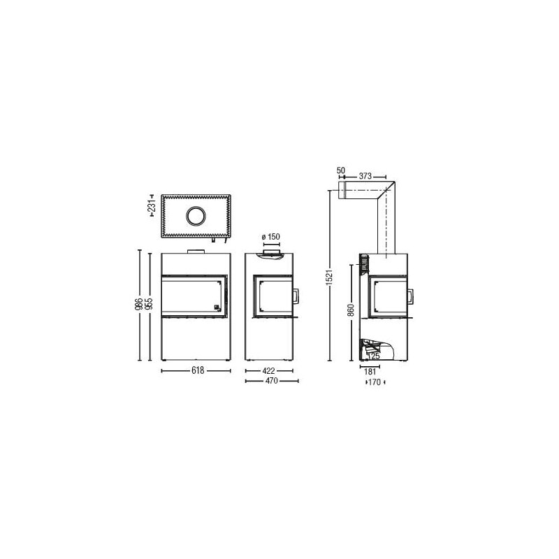 Kaminbausatz Austroflamm Dexter 2.0 + 3 Module - Türanschlag rechts - 6 KW - AUSSTELLUNGSSTÜCK