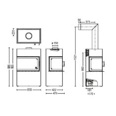 Kaminbausatz Austroflamm Dexter 2.0 + 3 Module - Türanschlag rechts - 6 KW - AUSSTELLUNGSSTÜCK