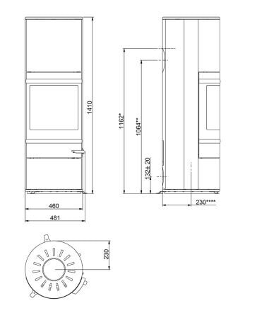 Kaminofen  SCAN 83-4 Maxi, Griff und Leisten Alu, grau - 5 kW (RLU) - B-Ware