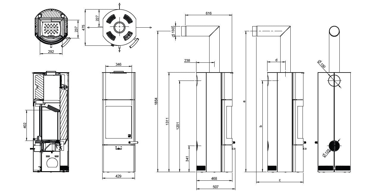 Kaminofen Austroflamm Tower Xtra 2.0 - 4 kW - Gussgrau (Wärmespeicherung) - AUSSTELLUNGSSTÜCK
