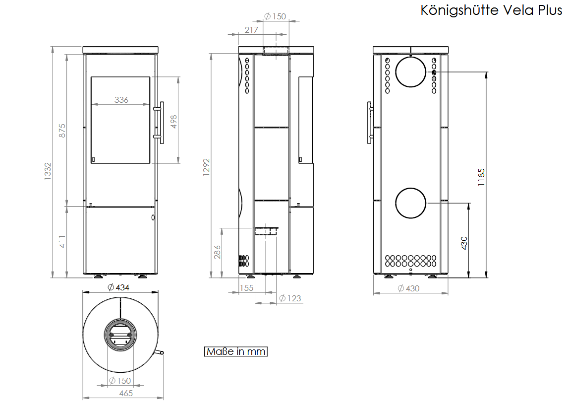 Kaminofen Königshütte Vela Plus (hohes Holzfach) - 5 kW