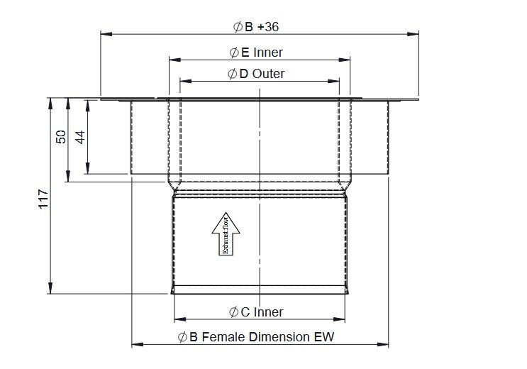 Jeremias Anschlussstutzen mit integriertem Wandfutter von Ø 150 auf 120mm