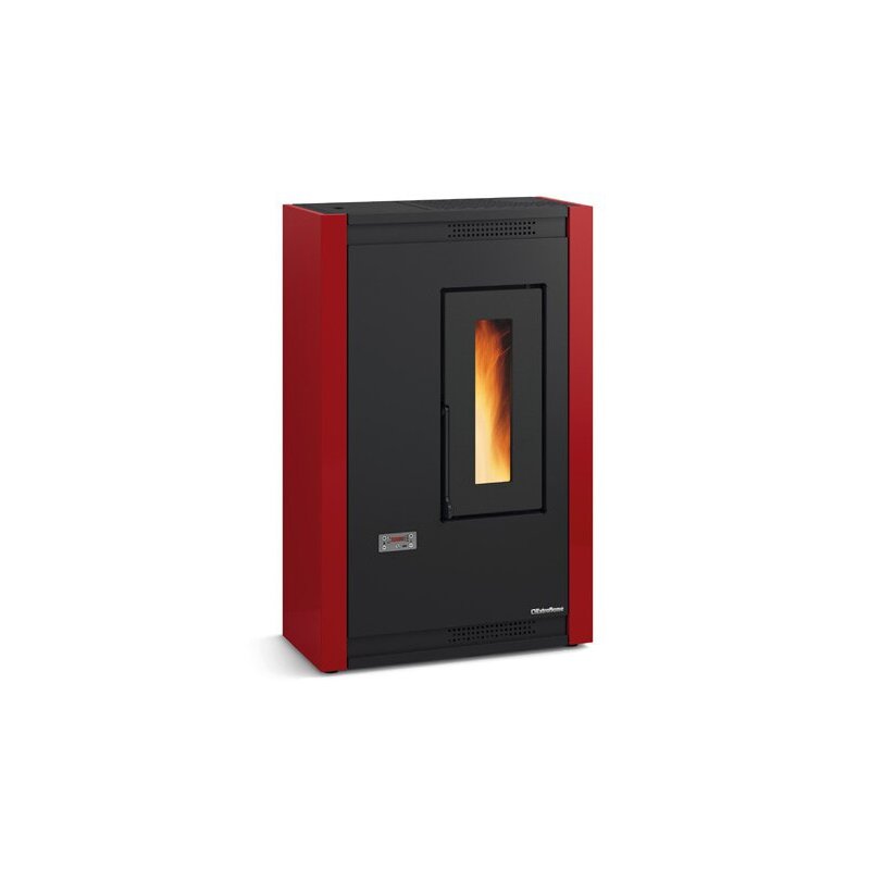 Eckiger Pelletofen La Nordica Extraflame Luiselle - 4,4 kW, schwarz, im Wohnzimmer