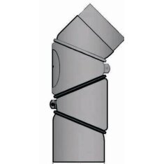 Rauchrohrbogen verstellbar 4-teilig 0-90° Ø 130 x 2 mm mit Reinigungsöffnung, Farbe schwarz