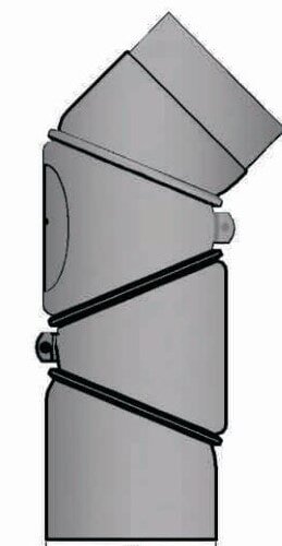 Rauchrohrbogen verstellbar 4-teilig 0-90° Ø 140 x 2 mm mit Reinigungsöffnung, Farbe schwarz
