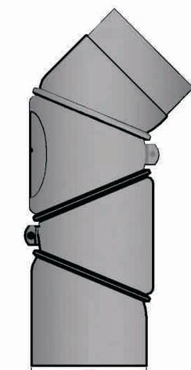 Rauchrohrbogen verstellbar 4-teilig 0-90° Ø 200 x 2 mm mit Reinigungsöffnung, Farbe schwarz