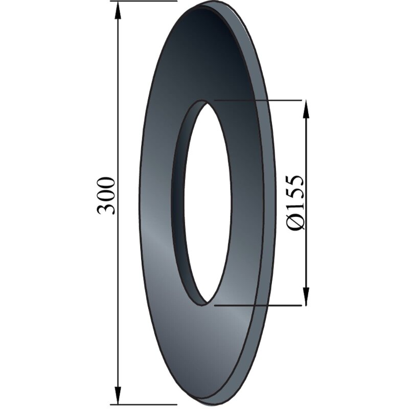 Wandrosette Ø155mm - 7cm Rand, schwarz
