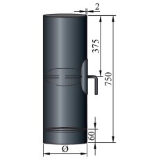 Rauchrohr Ø 130 x 750 x 2 mm mit Drosselklappe,...