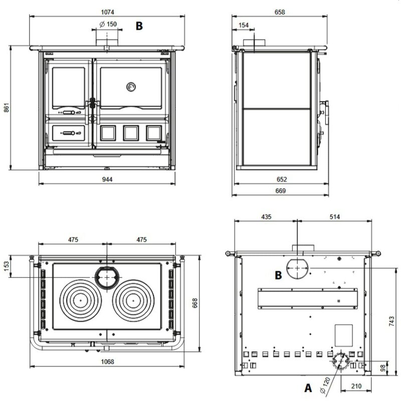 Küchenherd La Nordica Rosa XXL 16 Petra - 10,5 kW - Naturstein