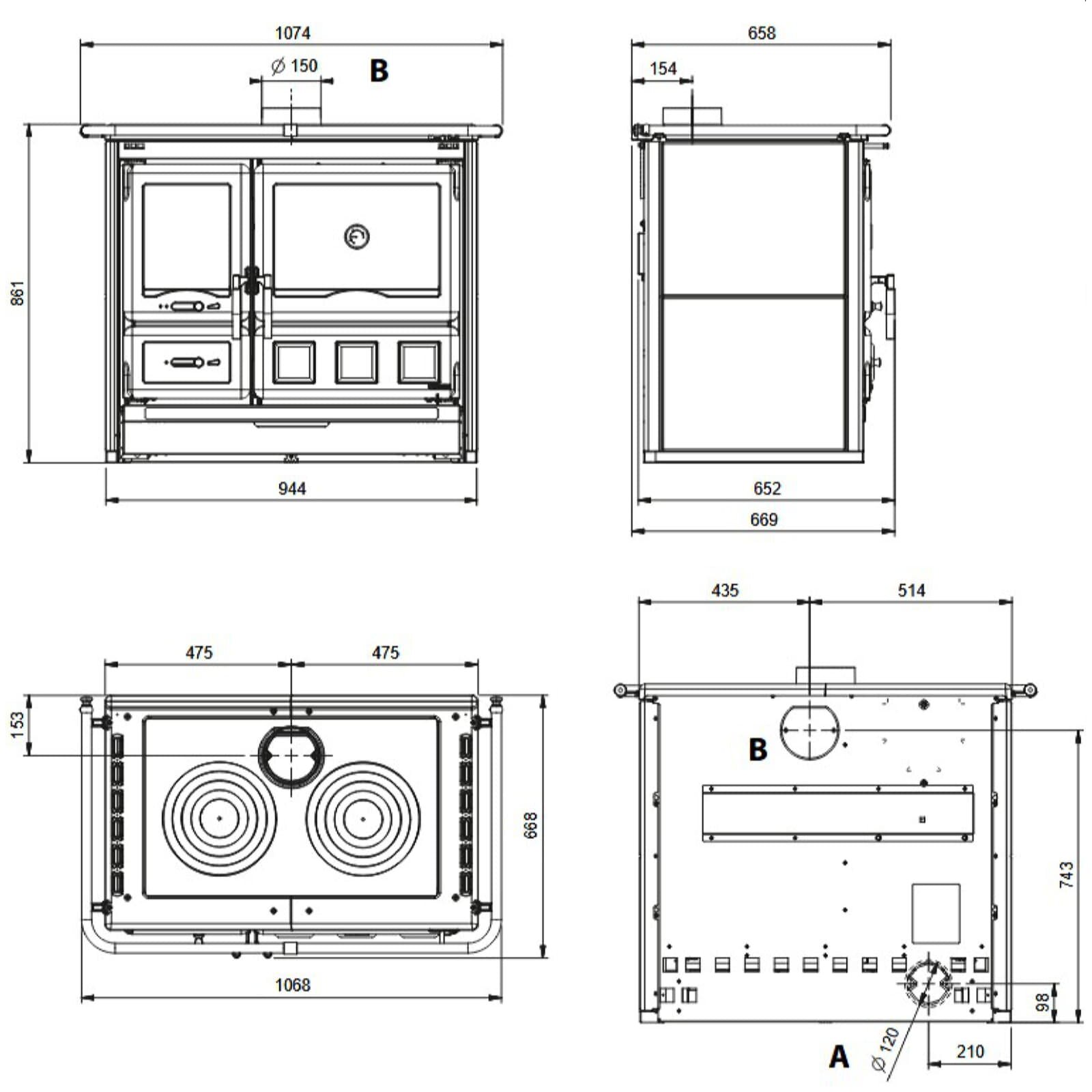 Küchenherd La Nordica Rosa XXL 16 Petra - 10,5 kW - Naturstein