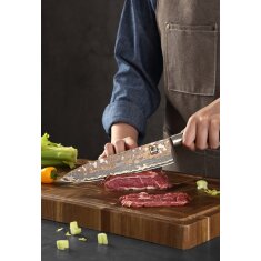 Zayiko MysticMagma - Chefmesser 20cm - Damastmesser mit Bronze- und Kupfereinlage