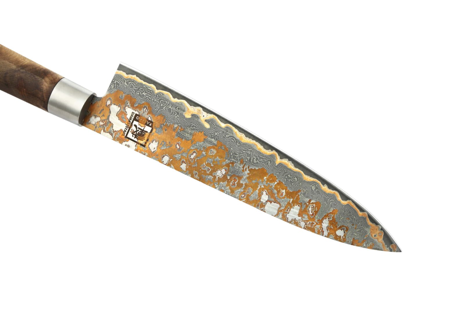 Zayiko MysticMagma - Chefmesser 20cm - Damastmesser mit Bronze- und Kupfereinlage