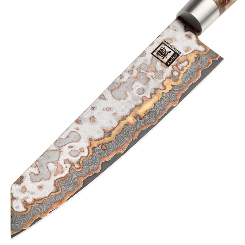 Zayiko MysticMagma - Kiritsuke 20cm - Damastmesser mit Bronze- und Kupfereinlage