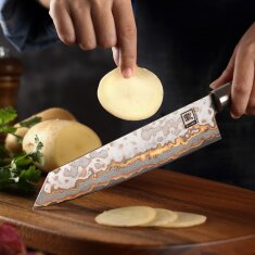 Zayiko MysticMagma - Kiritsuke 20cm - Damastmesser mit Bronze- und Kupfereinlage