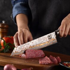 Zayiko MysticMagma - Kiritsuke 20cm - Damastmesser mit Bronze- und Kupfereinlage