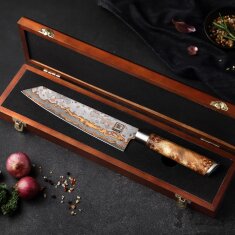 Zayiko MysticMagma - Kiritsuke 20cm - Damastmesser mit Bronze- und Kupfereinlage