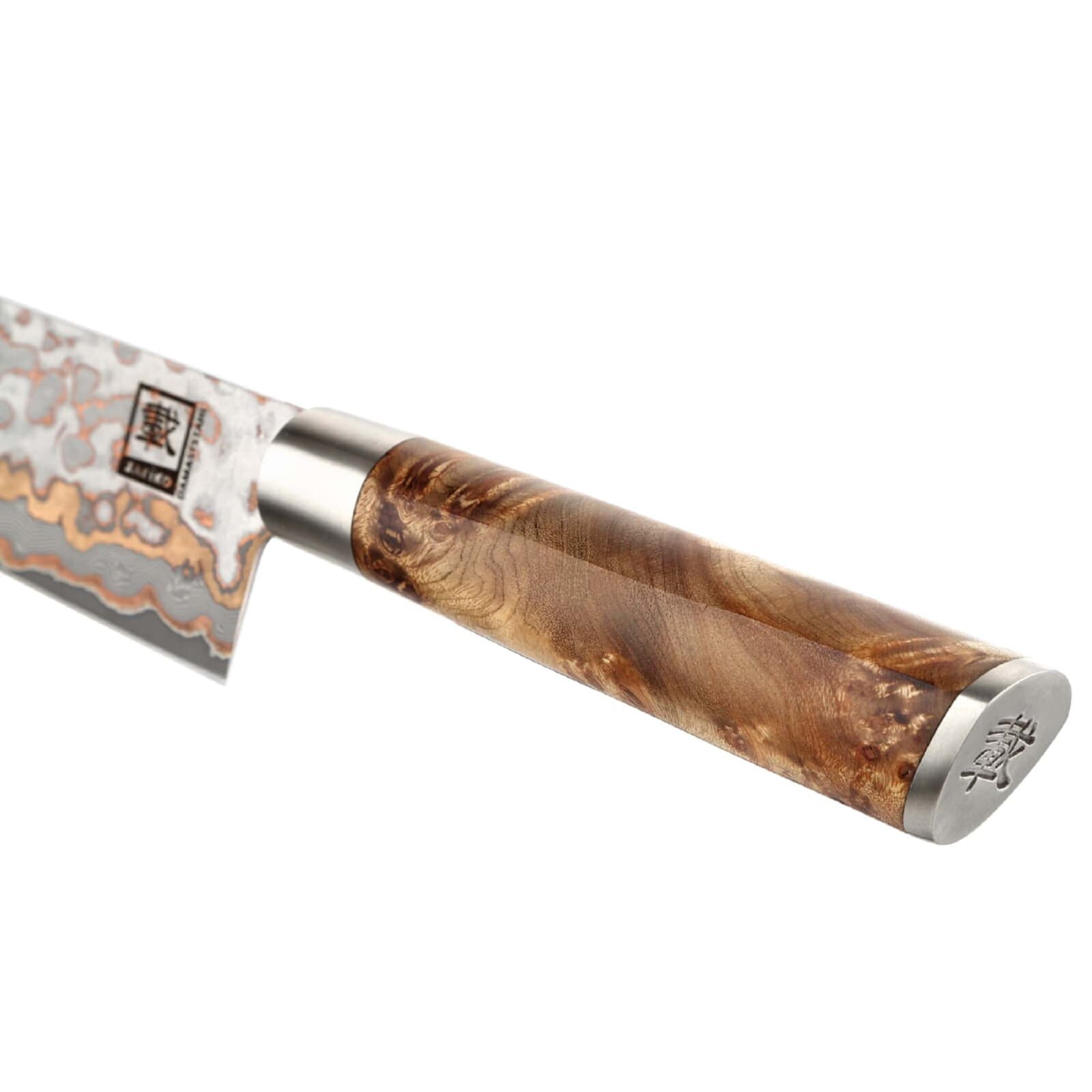 Zayiko MysticMagma - Kiritsuke 20cm - Damastmesser mit Bronze- und Kupfereinlage