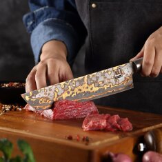 Zayiko MysticMagma - Tanto 20cm - Damastmesser mit Bronze- und Kupfereinlage