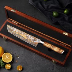Zayiko MysticMagma - Tanto 20cm - Damastmesser mit Bronze- und Kupfereinlage