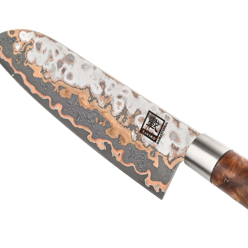 Zayiko MystikMagma - Santoku 17,5cm - Damastmesser mit Bronze- und Kupfereinlage
