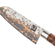 Zayiko MystikMagma - Santoku 17,5cm - Damastmesser mit Bronze- und Kupfereinlage