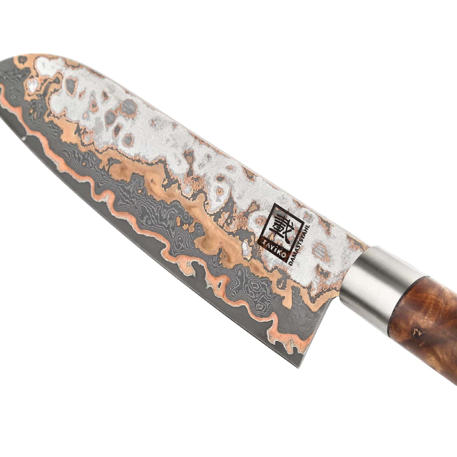 Zayiko MystikMagma - Santoku 17,5cm - Damastmesser mit Bronze- und Kupfereinlage