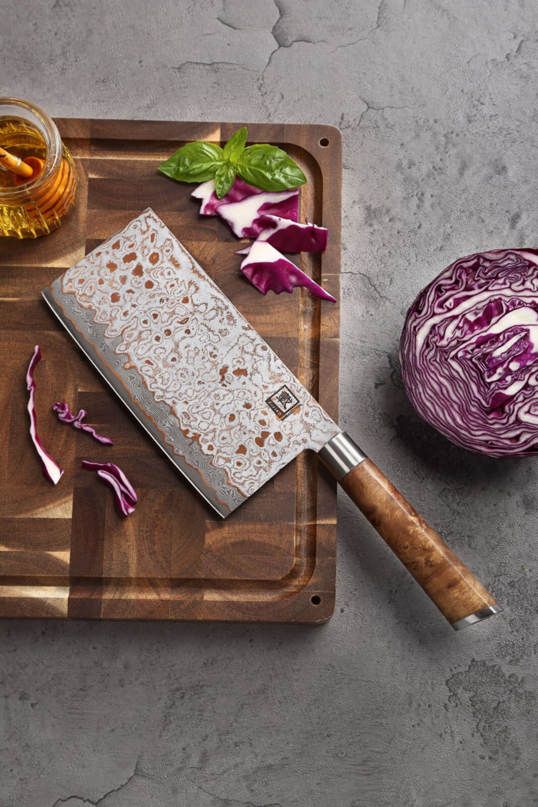 Zayiko MysticMagma - Chai Dao - Damastmesser mit Bronze- und Kupfereinlage