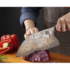 Zayiko MysticMagma - Kochmesser Chai Dao - Damastmesser mit Bronze- und Kupfereinlage