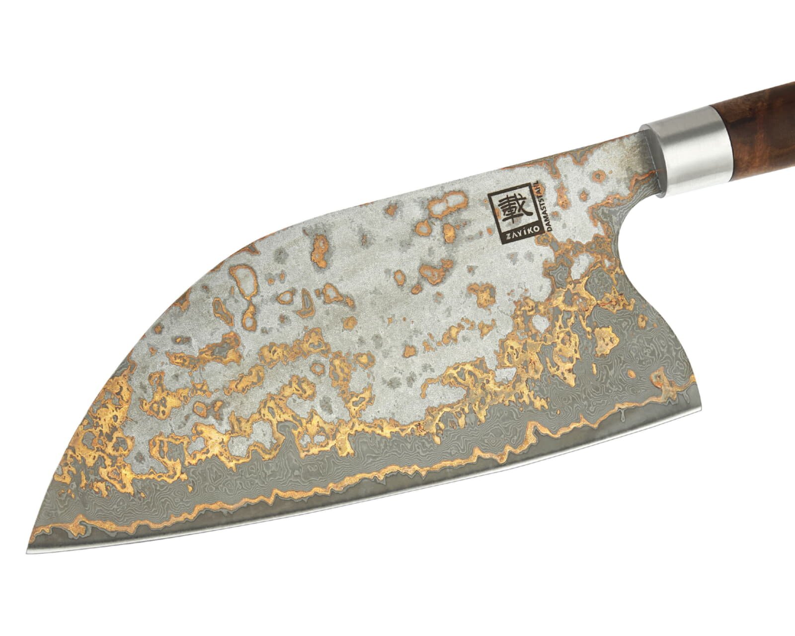 Zayiko MysticMagma - Kochmesser Chai Dao - Damastmesser mit Bronze- und Kupfereinlage