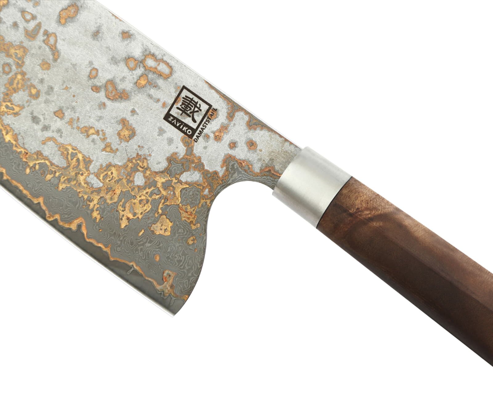 Zayiko MysticMagma - Kochmesser Chai Dao - Damastmesser mit Bronze- und Kupfereinlage