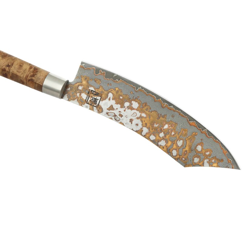 Zayiko MysticMagma - BBQ- und Blockmesser - Damastmesser mit Bronze- und Kupfereinlage