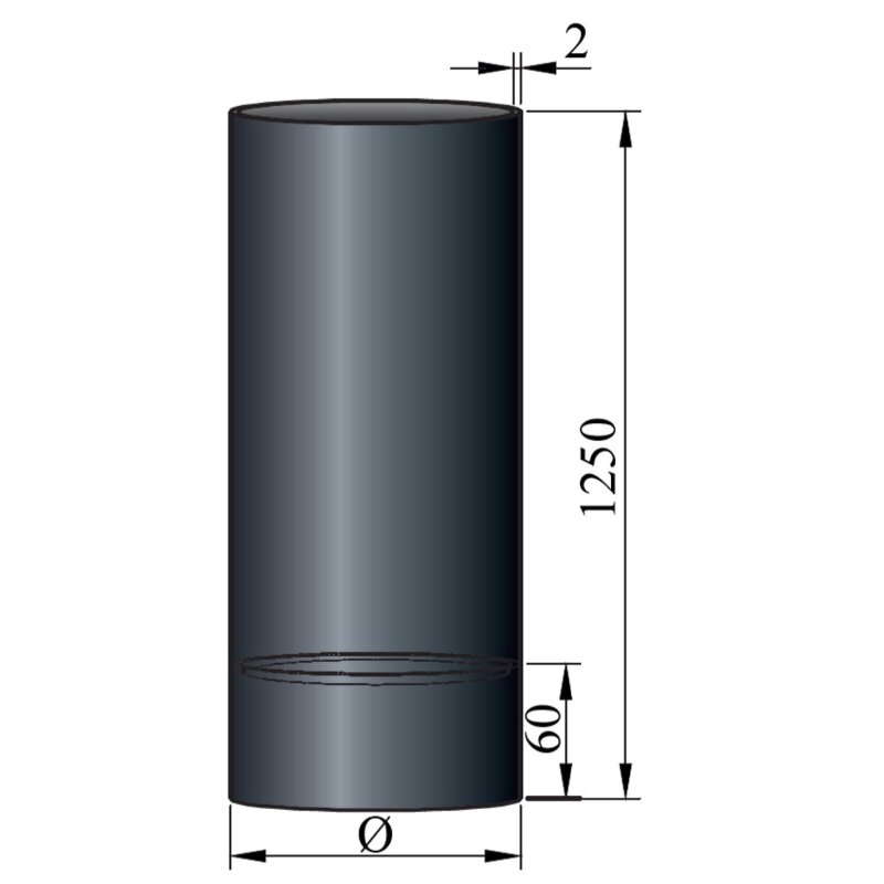 Rauchrohr mit Kondensring, Farbe Schwarz