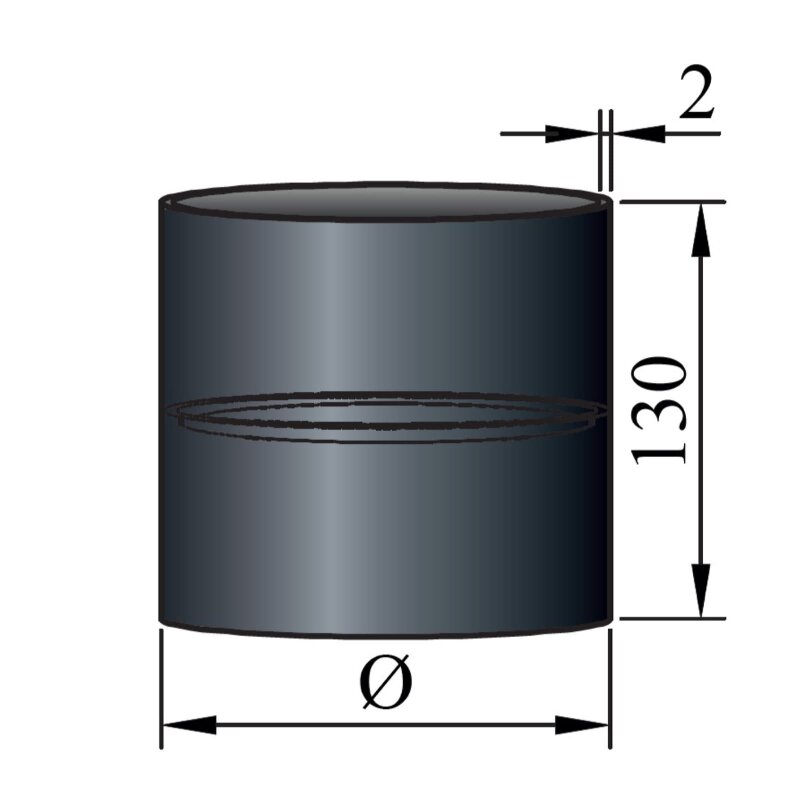 Rauchrohr mit Kondensring, Farbe Schwarz
