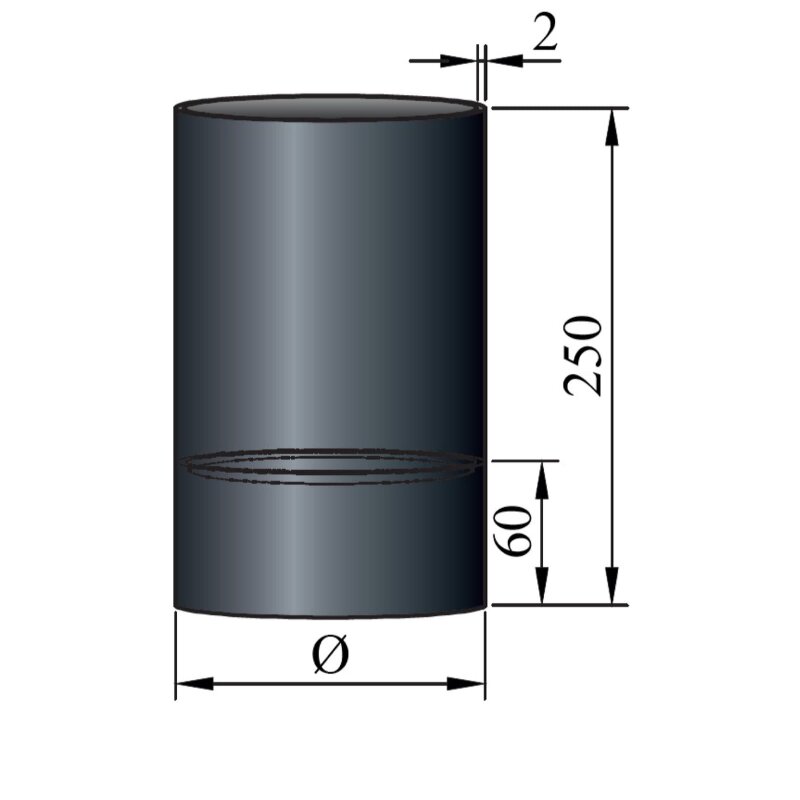 Rauchrohr mit Kondensring, Farbe Schwarz