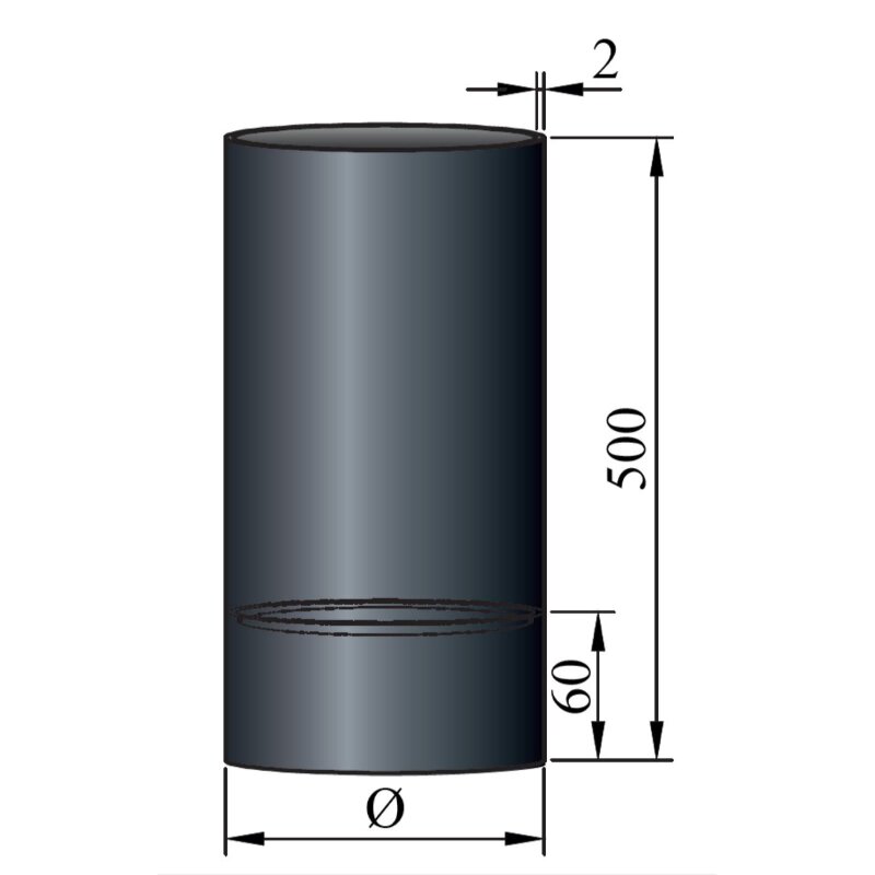 Rauchrohr mit Kondensring, Farbe Schwarz