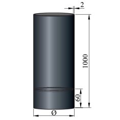 Rauchrohr mit Kondensring, Farbe Schwarz