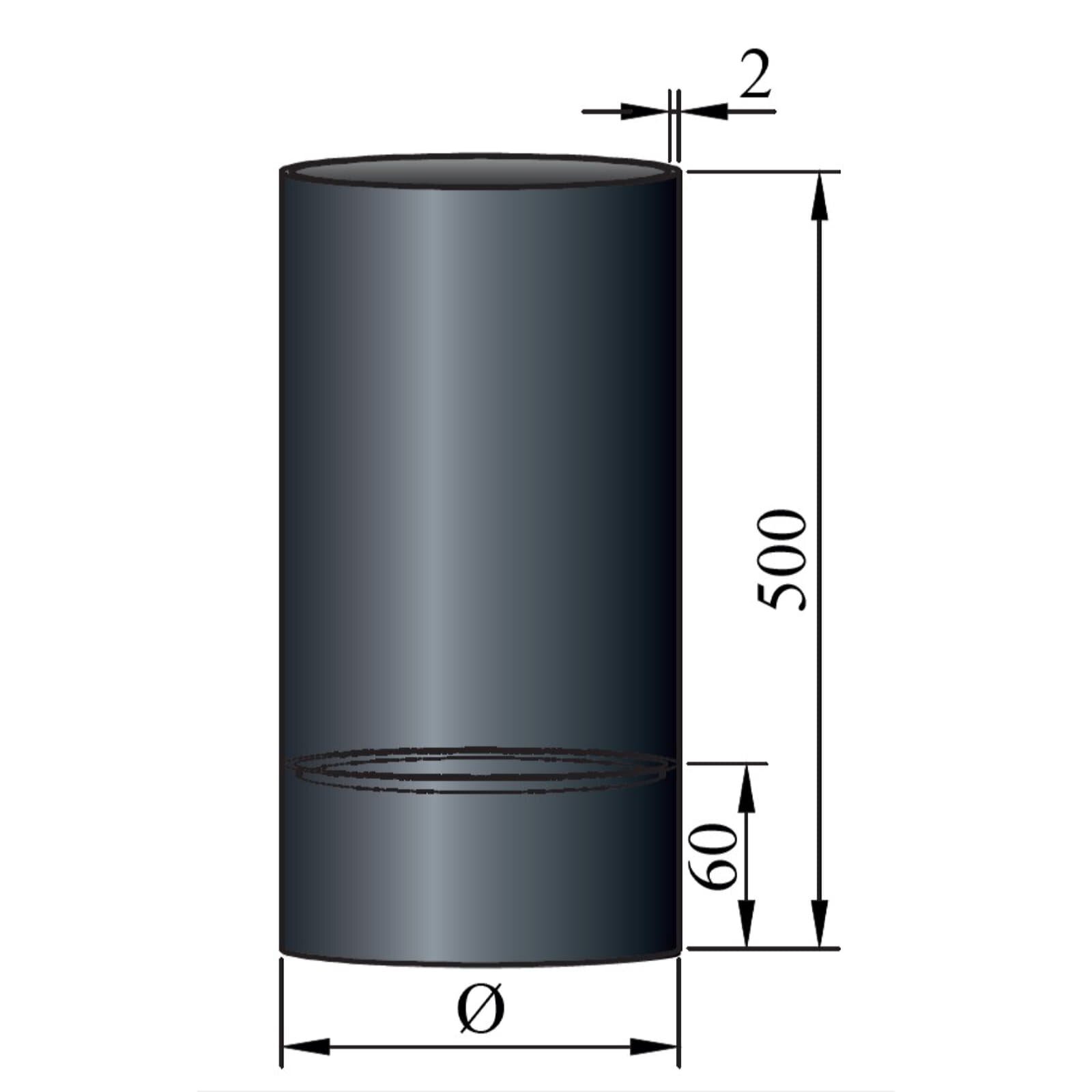 Rauchrohr mit Kondensring, Farbe Schwarz