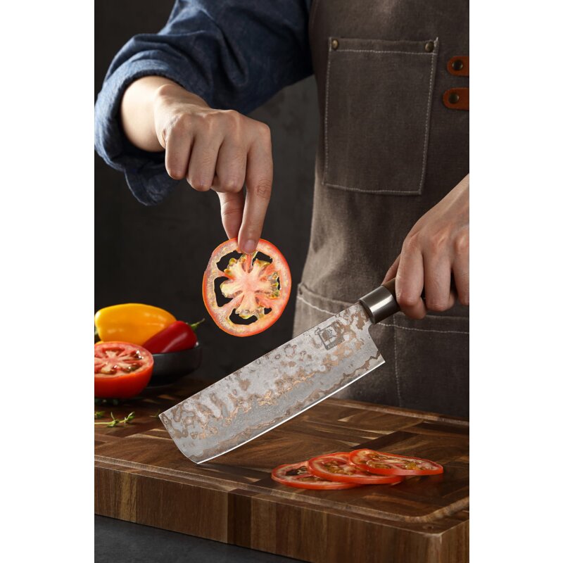 Zayiko MysticMagma - Nakiri 17cm - Damastmesser mit Bronze- und Kupfereinlage