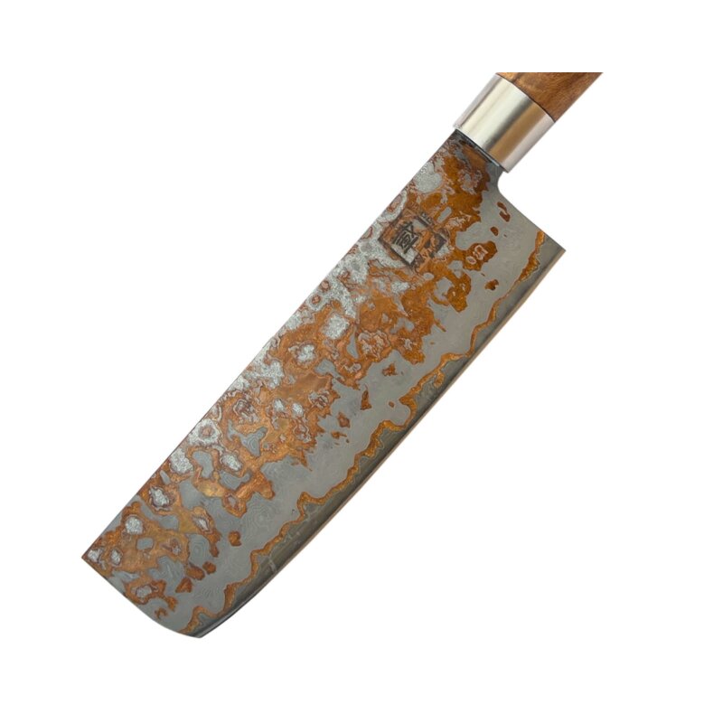 Zayiko MysticMagma - Nakiri 17cm - Damastmesser mit Bronze- und Kupfereinlage