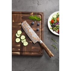 Zayiko MysticMagma - Nakiri 17cm - Damastmesser mit Bronze- und Kupfereinlage