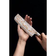 Zayiko MysticMagma - Nakiri 17cm - Damastmesser mit Bronze- und Kupfereinlage