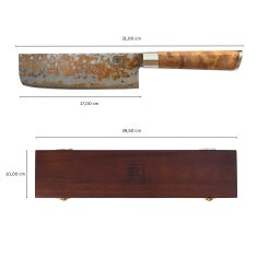 Zayiko MysticMagma - Nakiri 17cm - Damastmesser mit Bronze- und Kupfereinlage