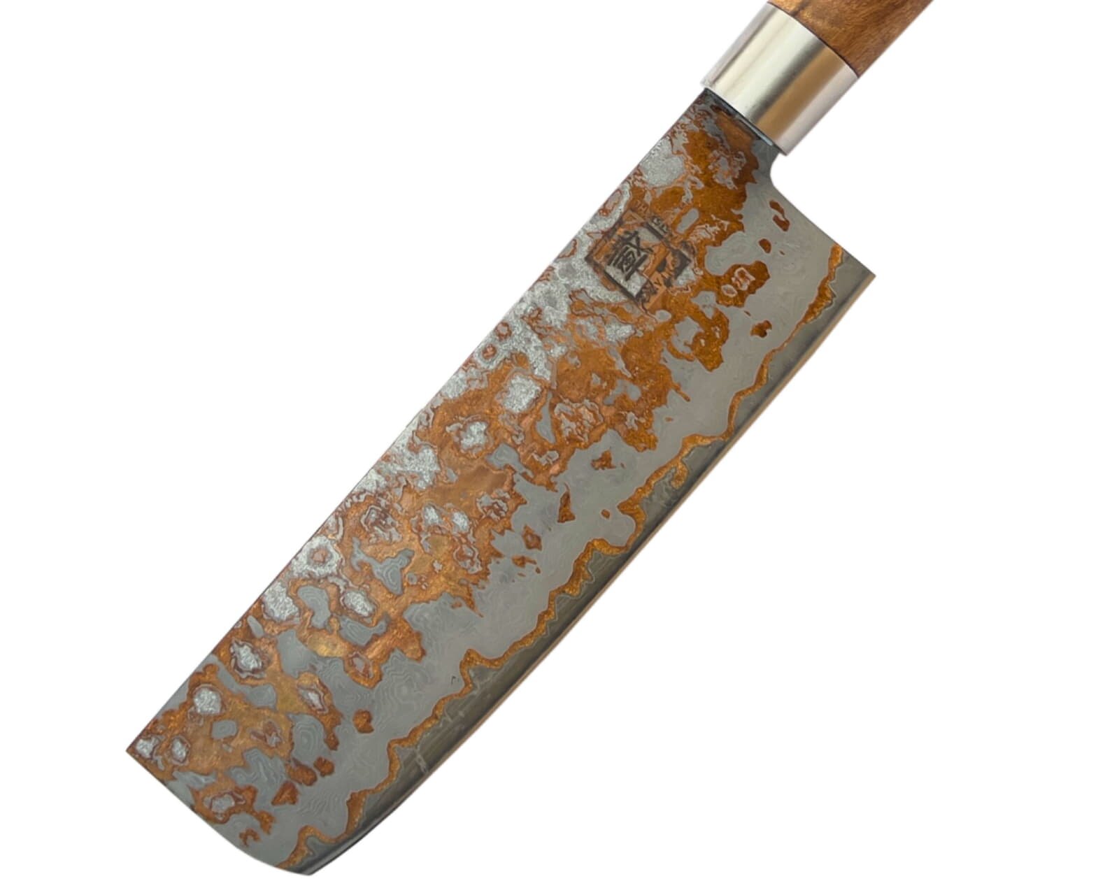 Zayiko MysticMagma - Nakiri 17cm - Damastmesser mit Bronze- und Kupfereinlage