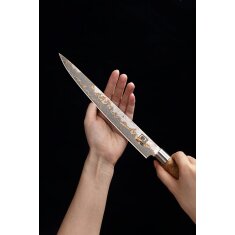 Zayiko MysticMagma - Sashimi 25cm - Damastmesser mit Bronze- und Kupfereinlage
