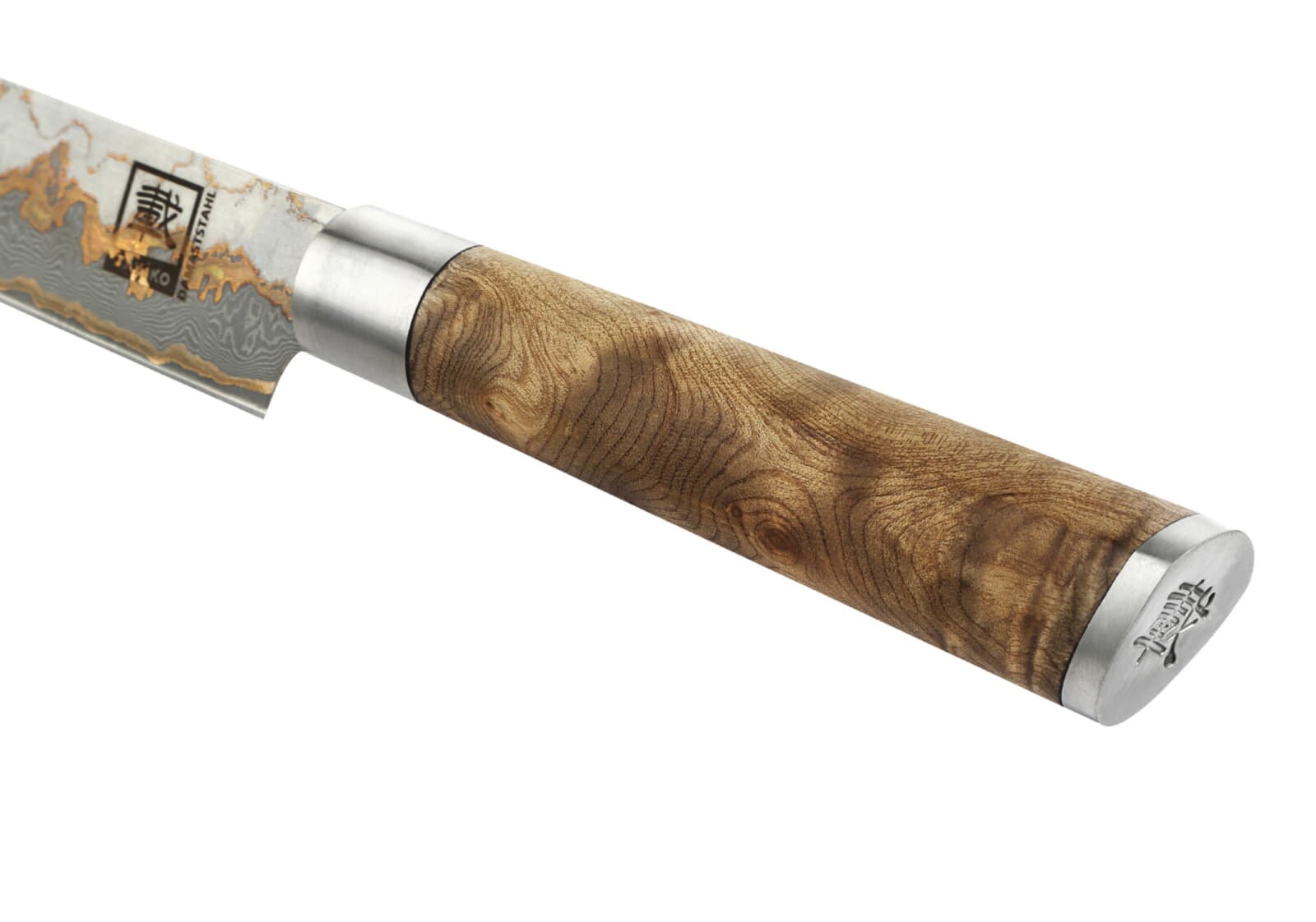 Zayiko MysticMagma - Sashimi 25cm - Damastmesser mit Bronze- und Kupfereinlage