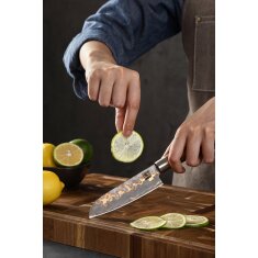 Zayiko MysticMagma - Santuko klein 12,5cm - Damastmesser mit Bronze- und Kupfereinlage